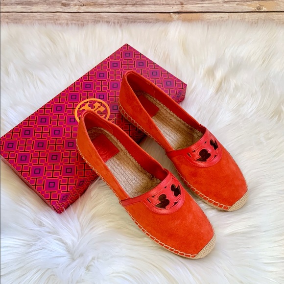 Tory Burch Shoes - Tory Burch Red Canyon Suede Sidney Espadrille Flat